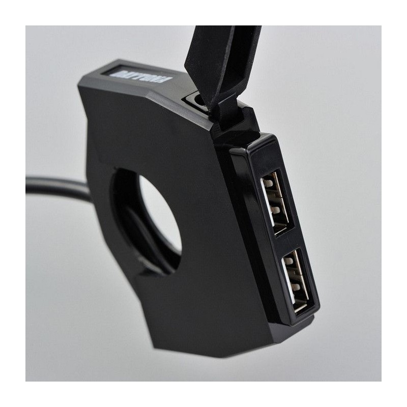  Daytona Prise de Bord Double USB Slim avec Fixation au Guidon,  Unisexe, Multipurpose, Toute l'année, Noir
